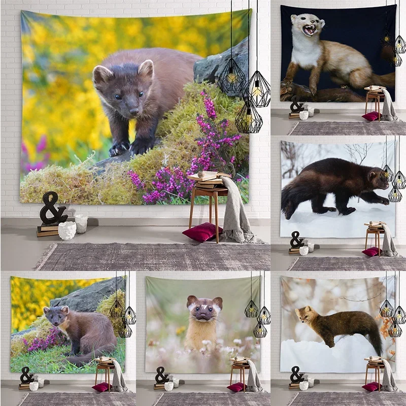 Милый норковый гобелен с изображением животных настенный художественный