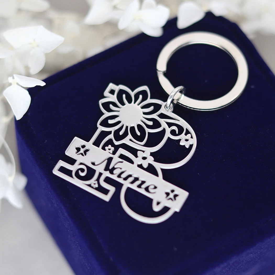Брелок из нержавеющей стали с надписью и цветком для женщин мужчин