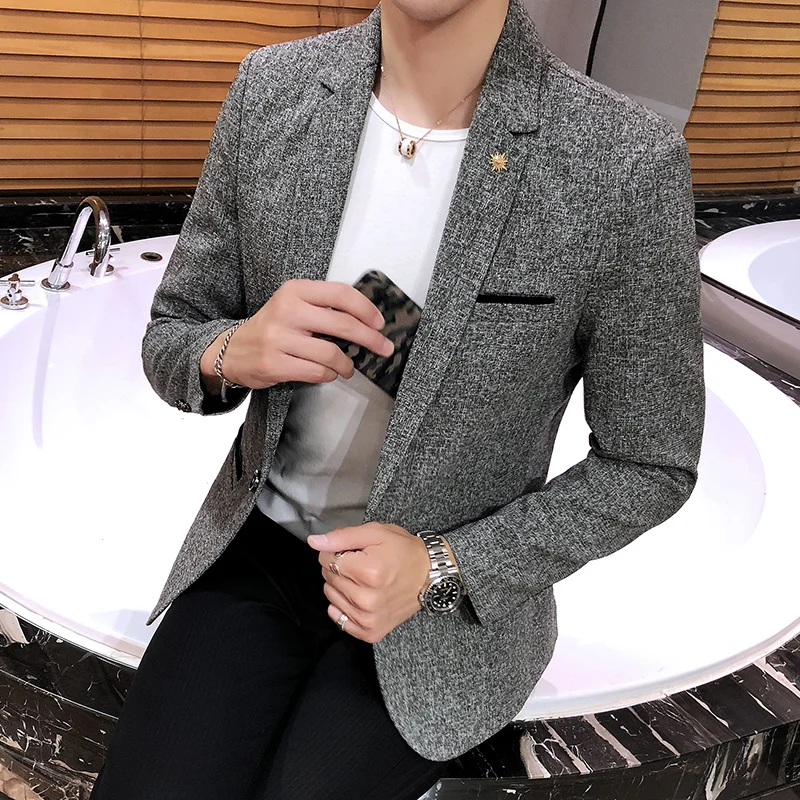 

2022 Spring New Mens Slim Business Casual Suit Jacket Men Luxury Wedding Dress Suit Coats Social Office Blazer Trajes De Hombre