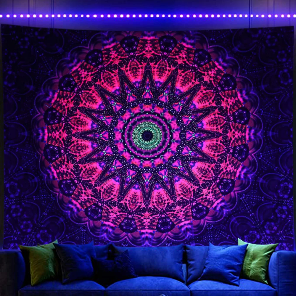 Настенный гобелен с рисунком черной мандалы черепа звездное небо