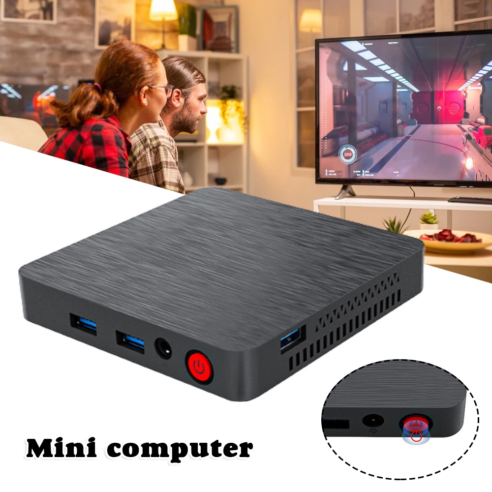 T4 Mini PC Computer Host Compact Size Dual WiFi Versatile for Home Office 2.4G+5.8G 4 x USB3.0 Ports HDMI-Compatible