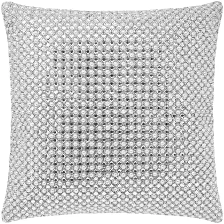 

Pillow, Artifical Pearls Framed by Sparkling Rhinestones, Feather Insert, for Classic, Elegant Home Décor, Pearl, 16", Sold R c