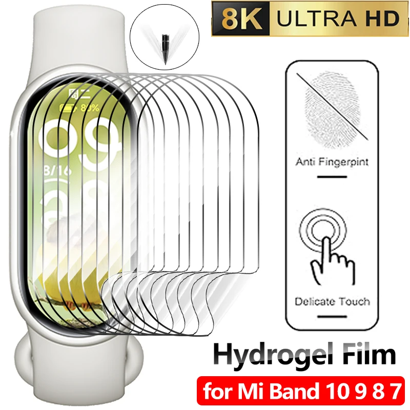 Фото Гидрогелевая пленка из ТПУ, гибкие защитные пленки для экрана для Xiaomi Mi Band 10 9 8 7 NFC Pro, мягкая HD-пленка против царапин для Mi Band 10 9Pro №1