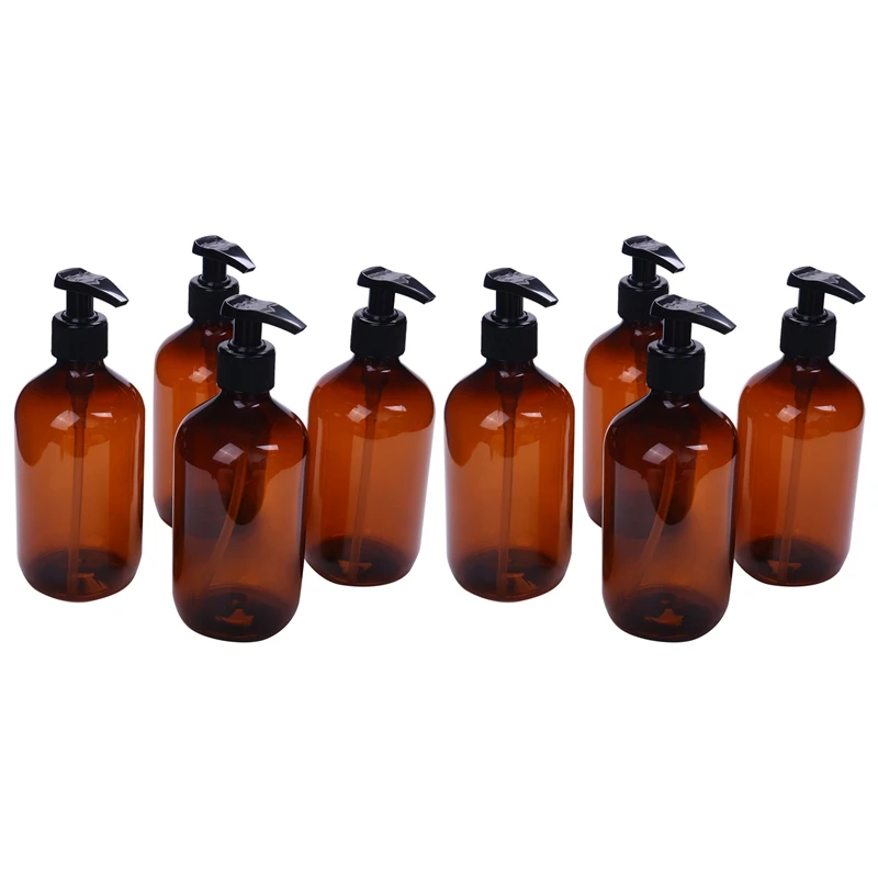 

8Pcs New 500Ml Pump Bottle Makeup Bathroom Liquid Shampoo Bottle Travel Dispenser Bottle Container For Soap Shower Gel