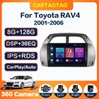 Автомагнитола CarPlay 2 DIN, 8 ГБ + 128 Гб, GPS, мультимедийный плеер для Toyota RAV4, Rav 4, 2001, 2002, 2003-2006, DSP, IPS, 2 DIN, автомобильная стереосистема