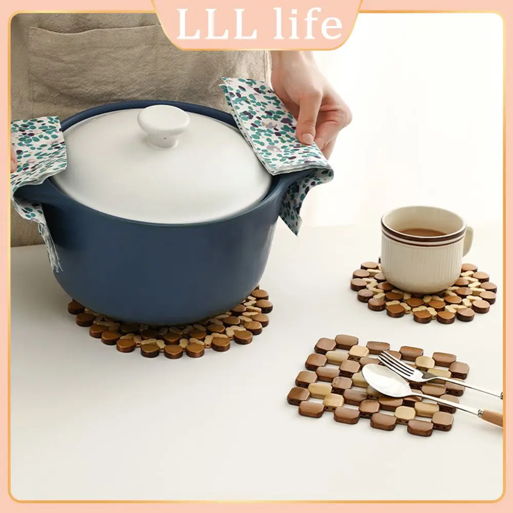 

Dining Plate Mat Bamboo Coaster Heat Insulation Pad Table Mat Kitchen Table Mats 1pcs Non-slip Pot Mat Placemat Pad