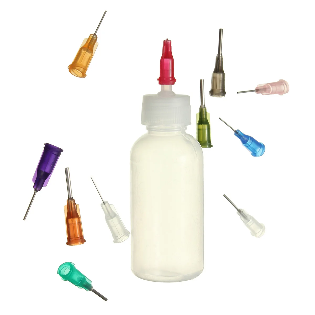 

30ml Transparent Polyethylene Needle Dispenser Dispensing Bottle for Rosin Solder Flux Paste + 11 Needles Tools