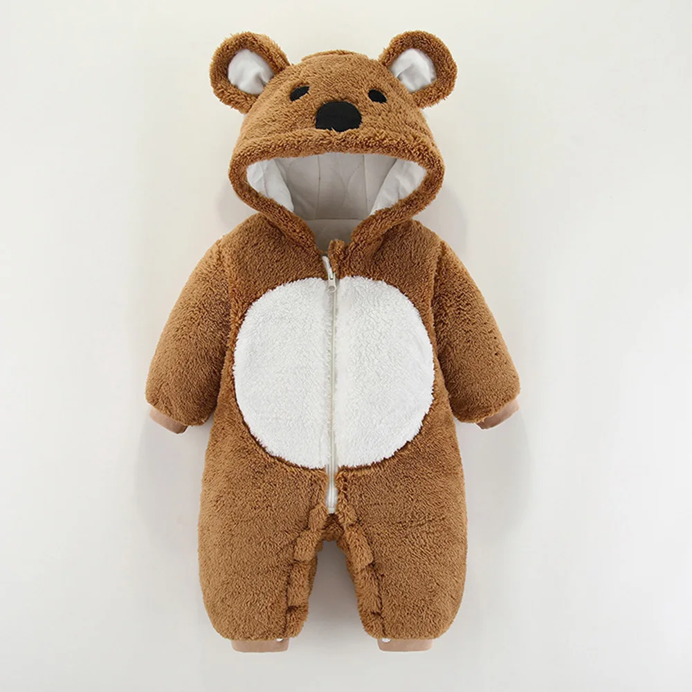 

Unisex Baby Rompers Long Sleeve Hooded Thicken Warm Patchwork Winter Newborn Clothes Infant Jumpsuit