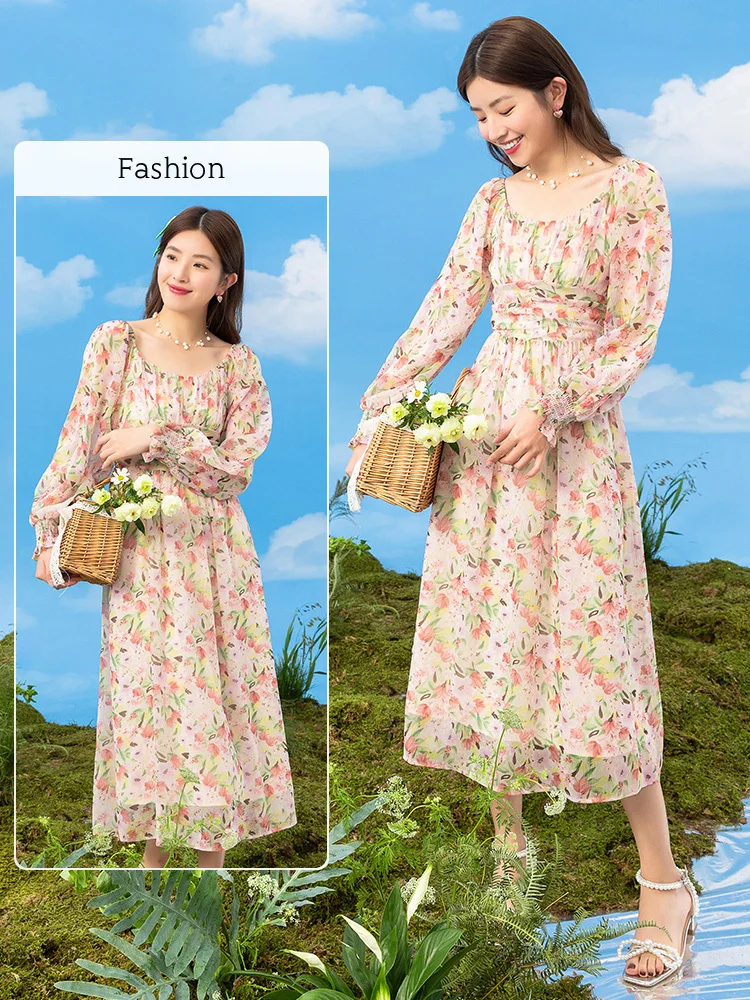Lagogo Valley милое элегантное платье с цветочным принтом женское весеннее облегающее