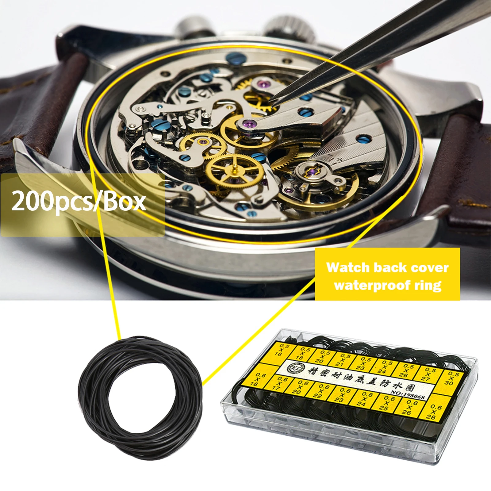 

Резиновое уплотнительное кольцо 200 мм, толщина 0,5 мм, 0,6 шт., водонепроницаемая шайба, часы, инструменты для ремонта, инструменты для ремонта проводов