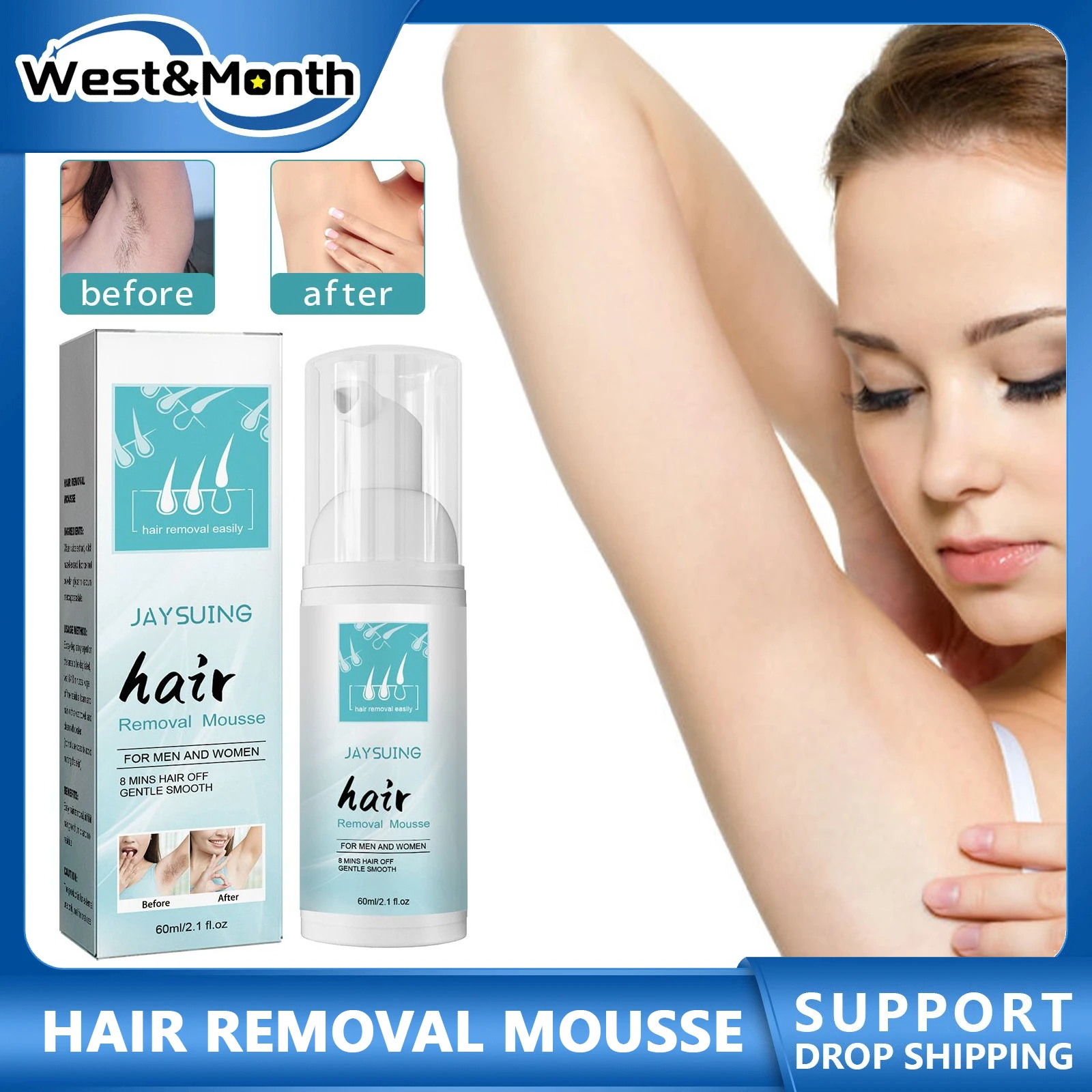 

Hair Removal Mousse Moisturizing Tighten Skin Painless Armpit Arms Remover Portable Non Stimulation Permanent Growth Inhibitor