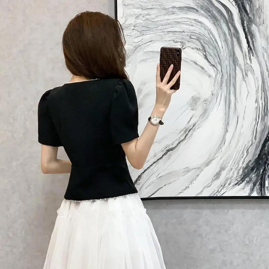 Элитный модный Женский Летний Новый короткий топ во французском стиле 2023