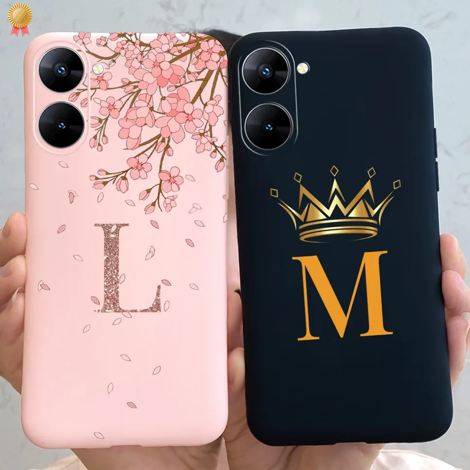 

Чехол для Realme V30 V30T Женский, изящная задняя панель из ТПУ с милыми буквами и короной, Матовая силиконовая Обложка для Realme V 30 T Φ 6,5''