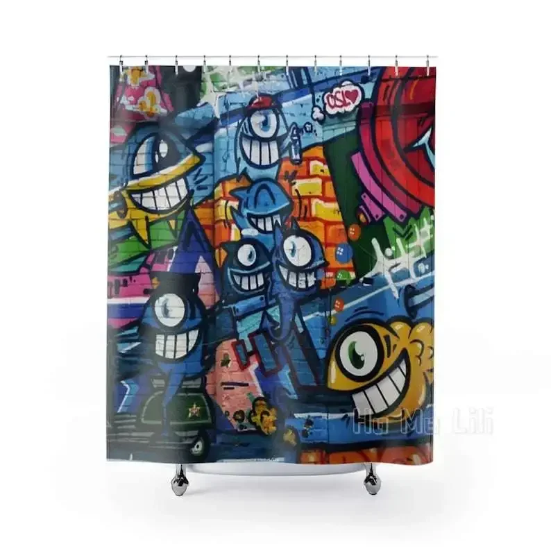 Декоративная душевая занавеска каракули на стене городская улица искусство с