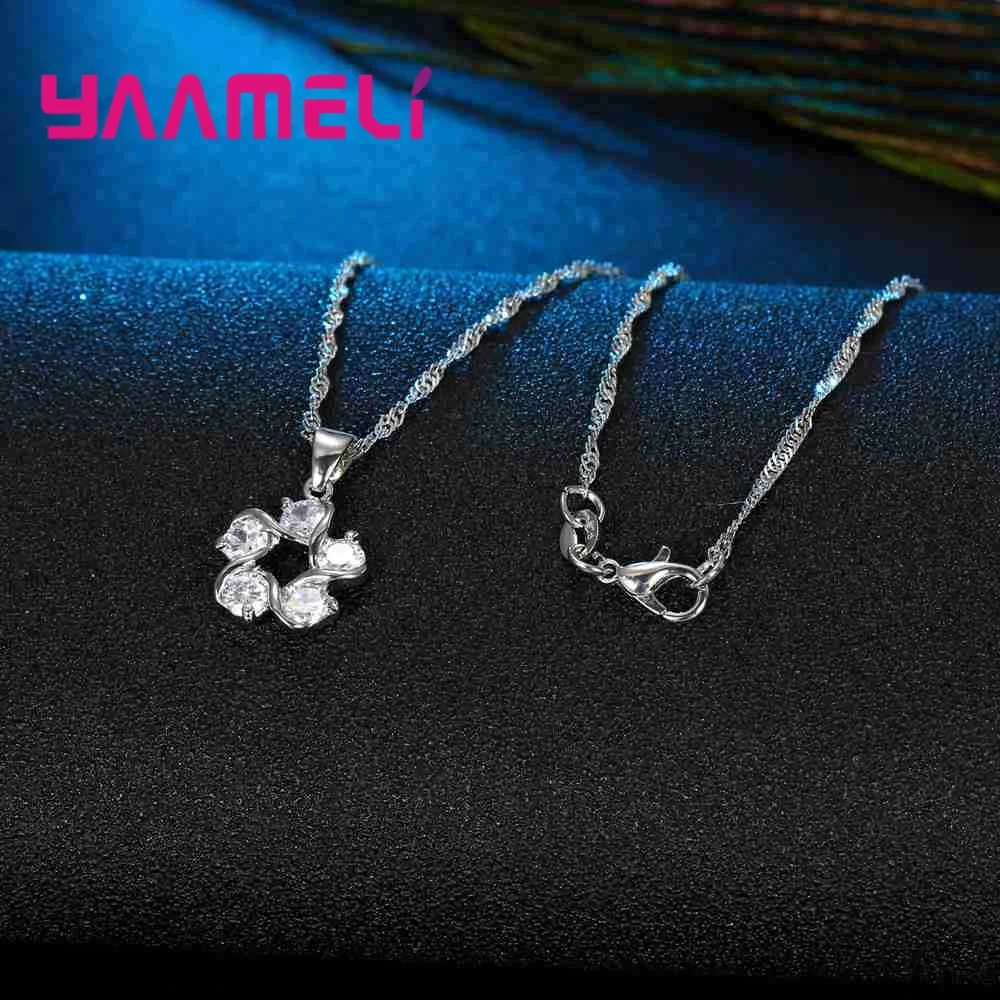 100% Стерлинговое Серебро 925 пробы красивый дизайн ожерелье с кубическим цирконием