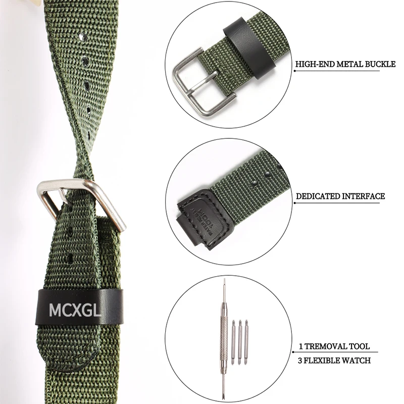 16mm Nylon Leather Strap Suitable for Casio DW5600 GA110 GA2100 AWG-M100 GA-700 Men's Outdoor Sports Watch Band Accessories