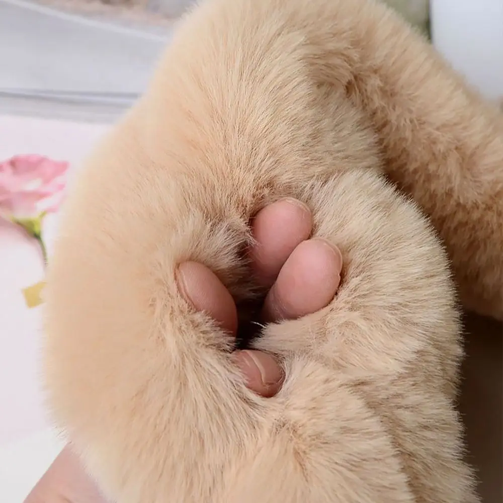 Симпатичный однотонный перекрестный шарф из искусственного кроличьего меха