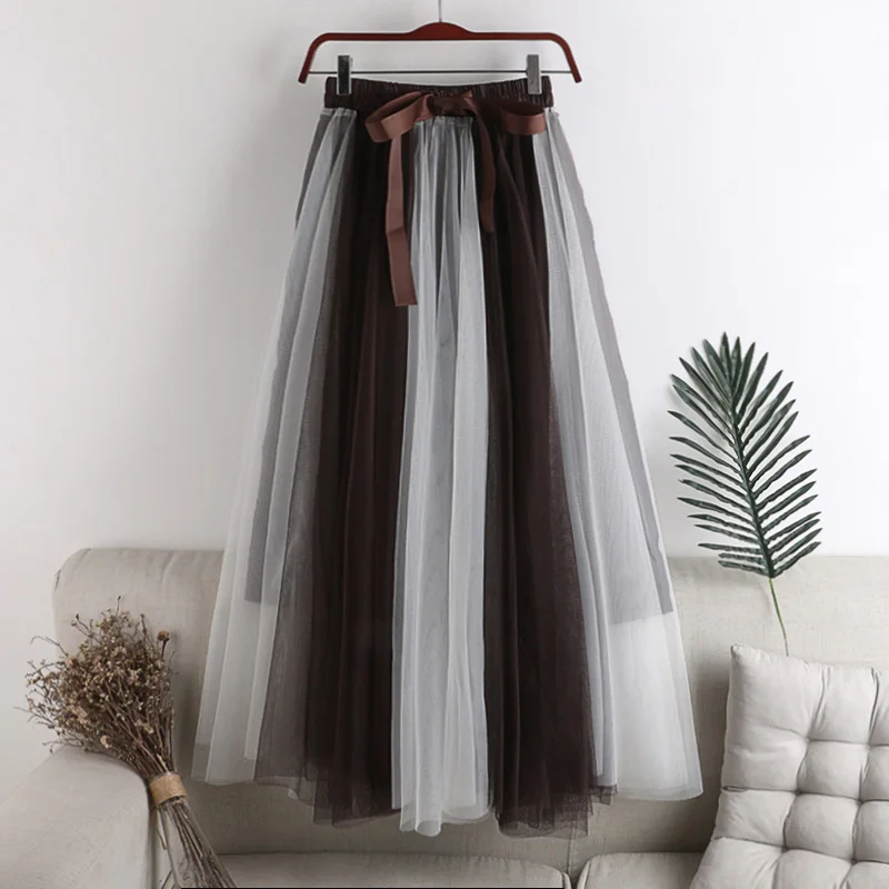 KOLLSEEY Brand Silky Gothic Metallic Pleated Long Skirt High Waisted A Line Satin Skirts Womens Korean Style 2022 New Summer enlarge