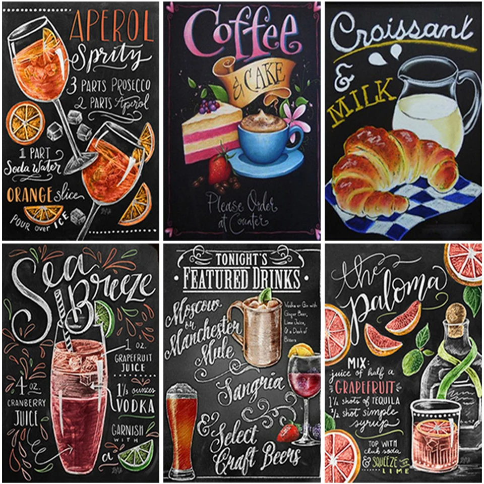 

5D Pancake Diamond Painting Text Blackboard Full Square Round Drill Letter Diamond Embroidery Picture Needlework Gift Home Decor