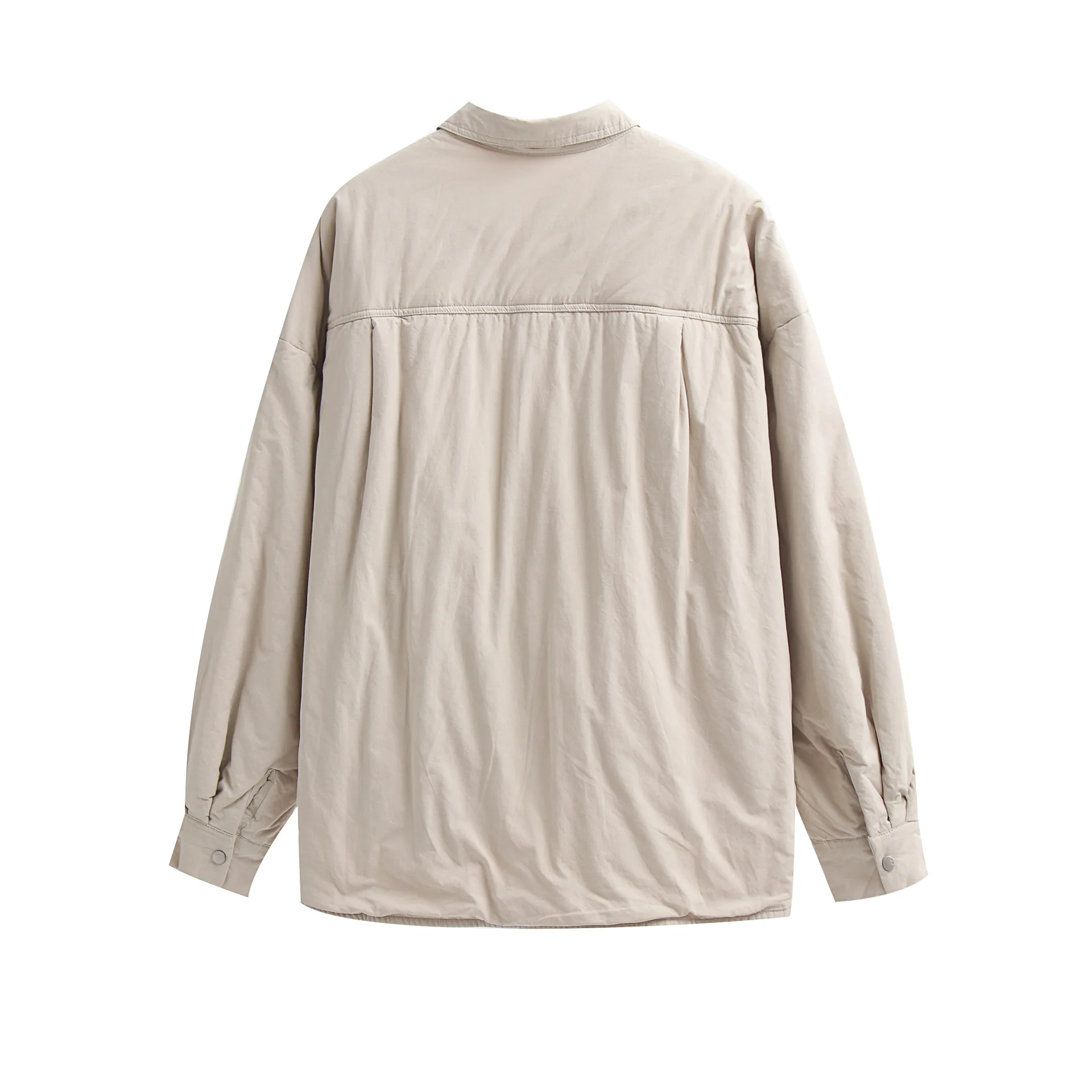 Winter Cotton Clothes Design Sense Female Apricot Color Cotton Lapel Warm Cotton Single-Breasted Cotton Jacket Female Models