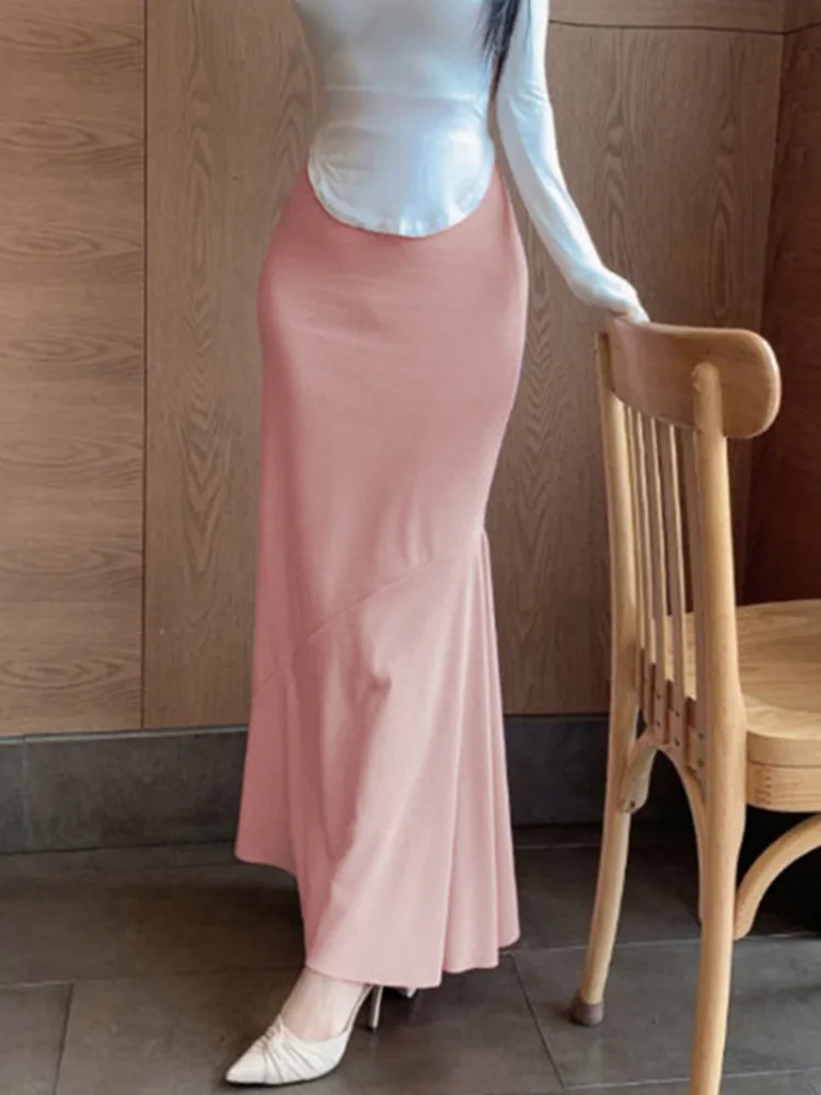

Женская облегающая юбка с асимметричным подолом, привлекательная длинная юбка асимметричного покроя с высокой талией в Корейском стиле, O0UX...