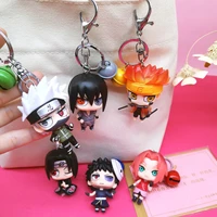suit delivery bandai anime keychain cartoon cute q version naruto key chain bag keychain pendant sasuke kakashi bag keyring