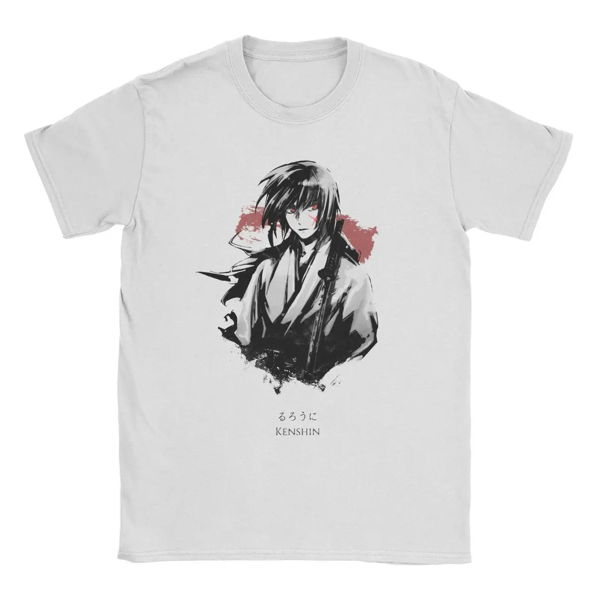 

Men's Himura Kenshin Rurouni Kenshin T Shirt Anime Pure Cotton Tops Vintage Short Sleeve Crewneck Tee Shirt Plus Size T-Shirt
