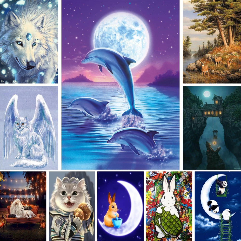 

Animals Wolf Printed Cross Stitch DIY Embroidery Full Kit DMC Threads Painting Handiwork Craft Knitting Sales Mulina Wholesale