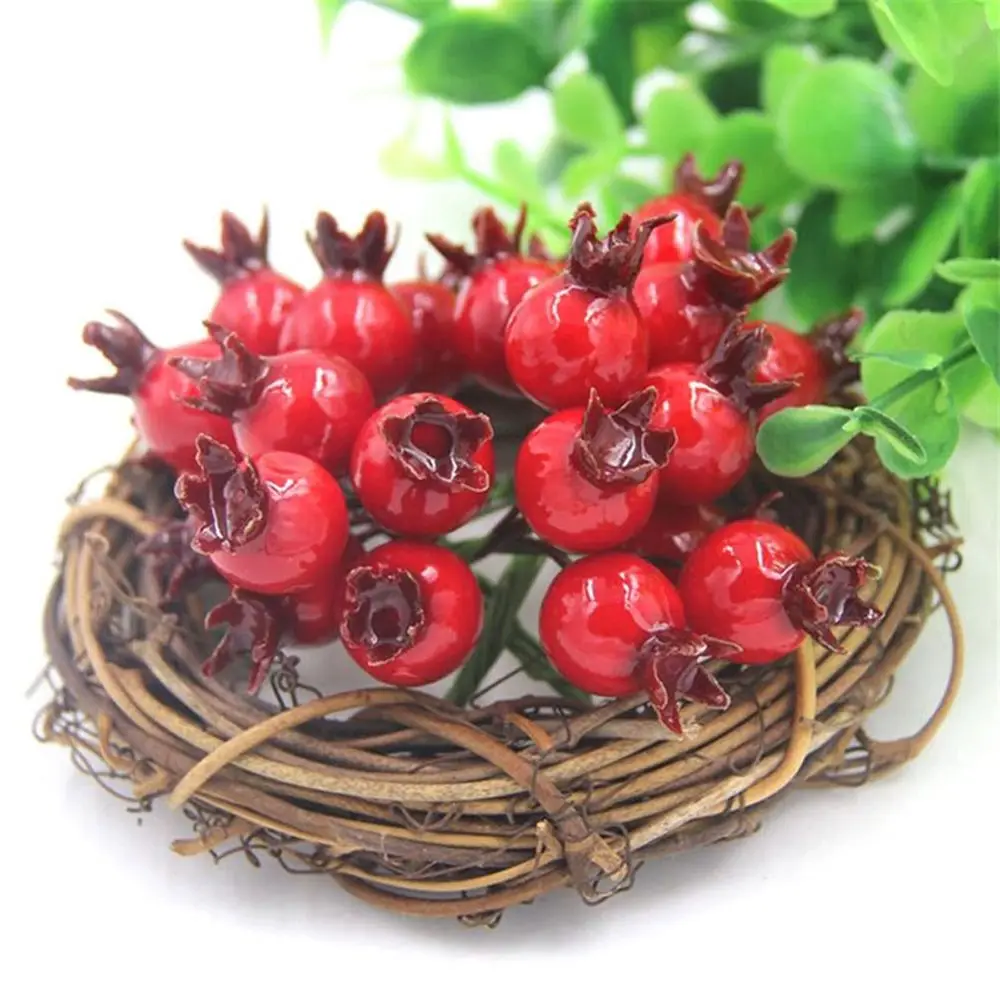 

20 Pcs Mini Artificial Plastic Pomegranate Fruit Vegetable Small Cherry Bouquet Stamen Wedding Home Christmas Flower Decorative