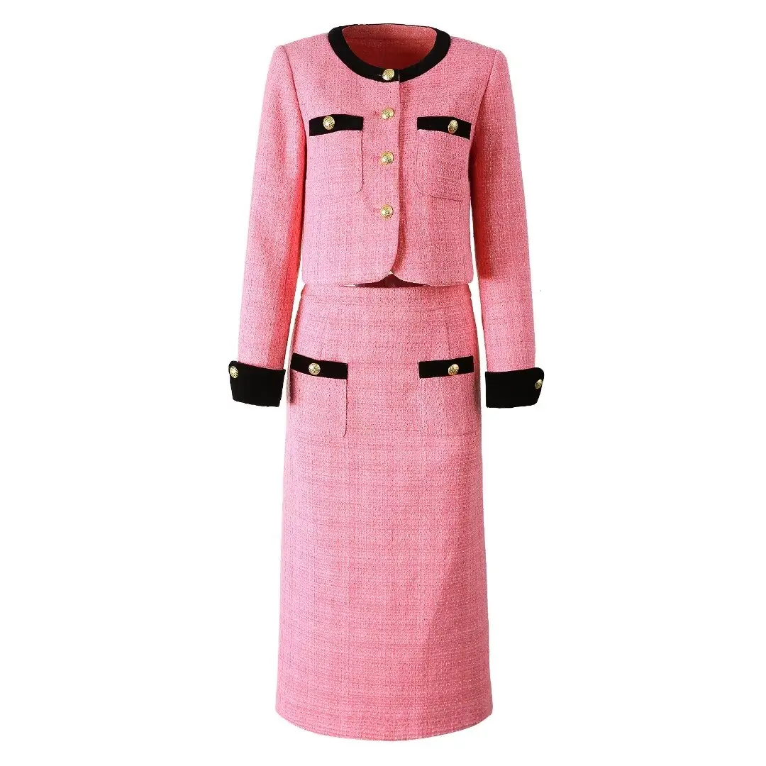 SEQINYY элегантный розовый костюм весна осень новый модный дизайн для женщин