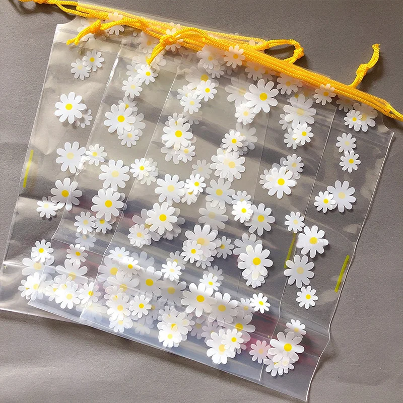 

Transparent Drawstring Bag Wash Pouch Cartoon Flowers Travel Luggage Bags Clothes Storage Organizer Cosmetic Gifts Pocket Bag