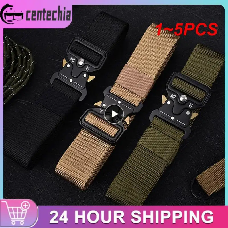 

1~5PCS Tactical Army Belt Men Outdoor Hunting Metal Tactical Belts Multi-function Alloy Buckle High Quality Marine Corps Canvas