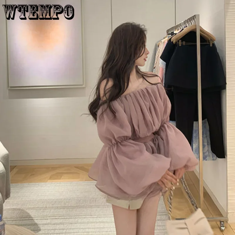 Кроп-Топ женский с открытыми плечами и длинным рукавом