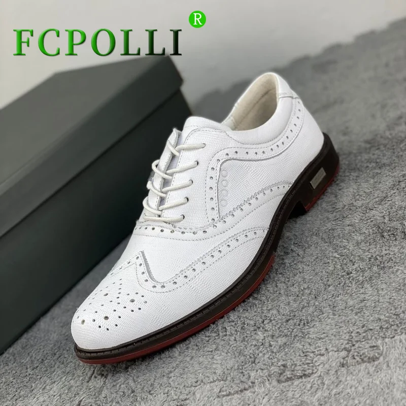 Professional Golf Training Men Lacing Genuine Leather White Golf Shoe Luxury Brand Gym Sneakers Mens Comfortable Walking Shoe