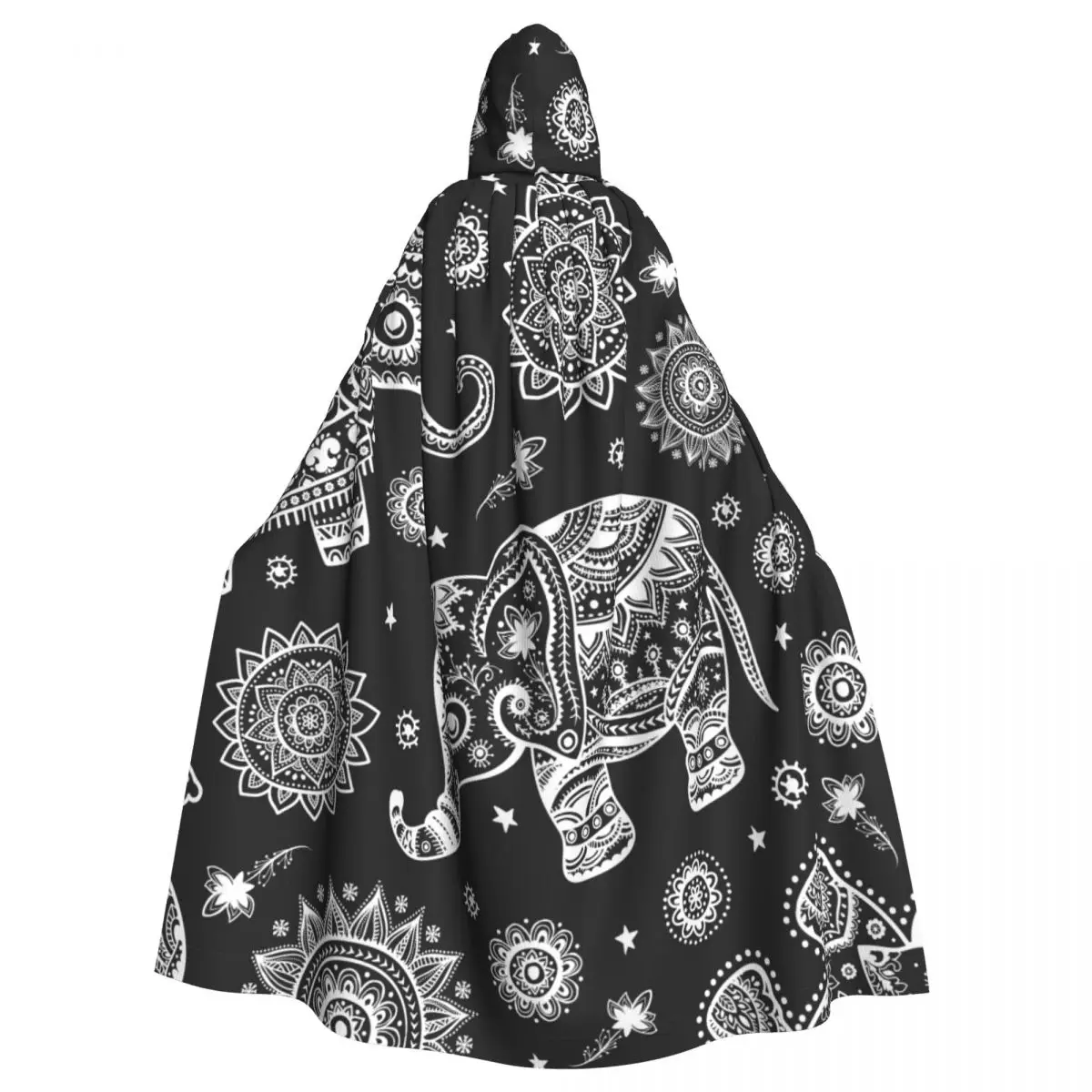 

Длинная накидка плащ индийский Лотос этнический слон Африканский Племенной принт плащ с капюшоном Пальто осенние толстовки