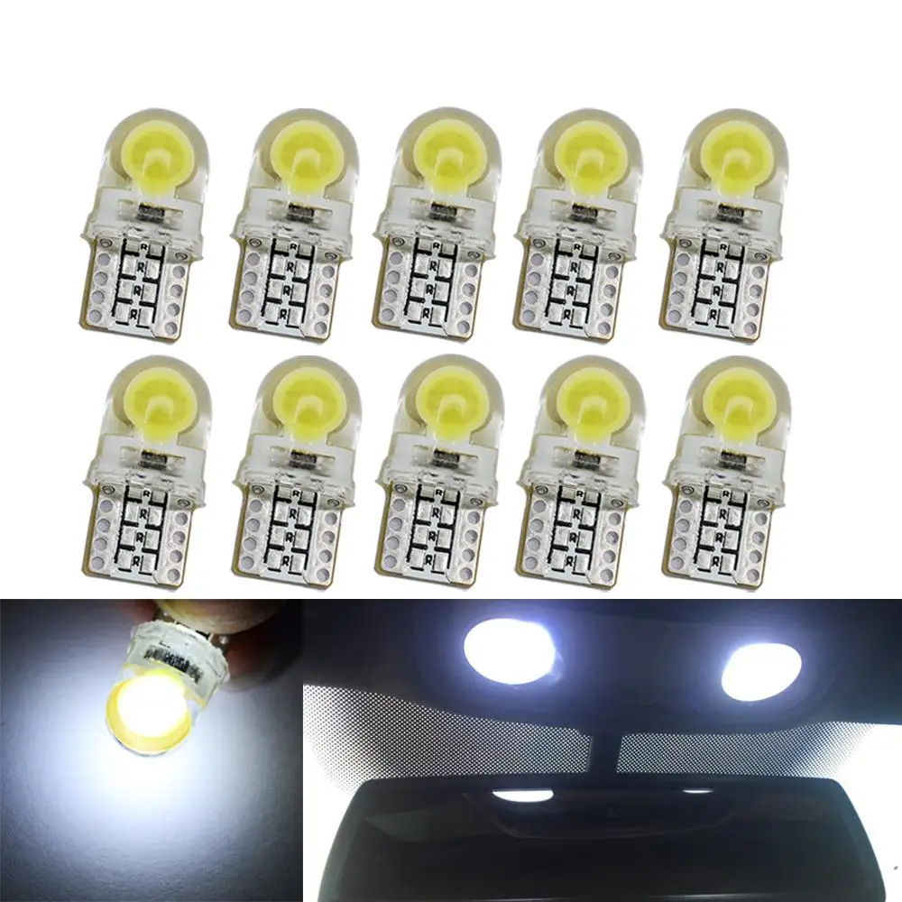 

10pcs Auto T10 Led 194 W5W LED 168 COB Silica Car Light Bar Turn Signal License Plate Light Trunk Lamp Dome Light Reading Lights