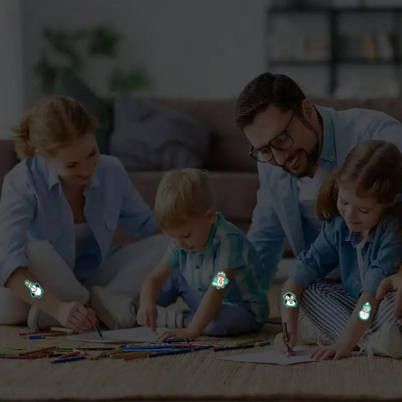 

4pcs Luminous Christmas Tattoos For Kids Waterproof Christmas Temporary Tattoos Children's Temporary Tattoo Toys For Christmas