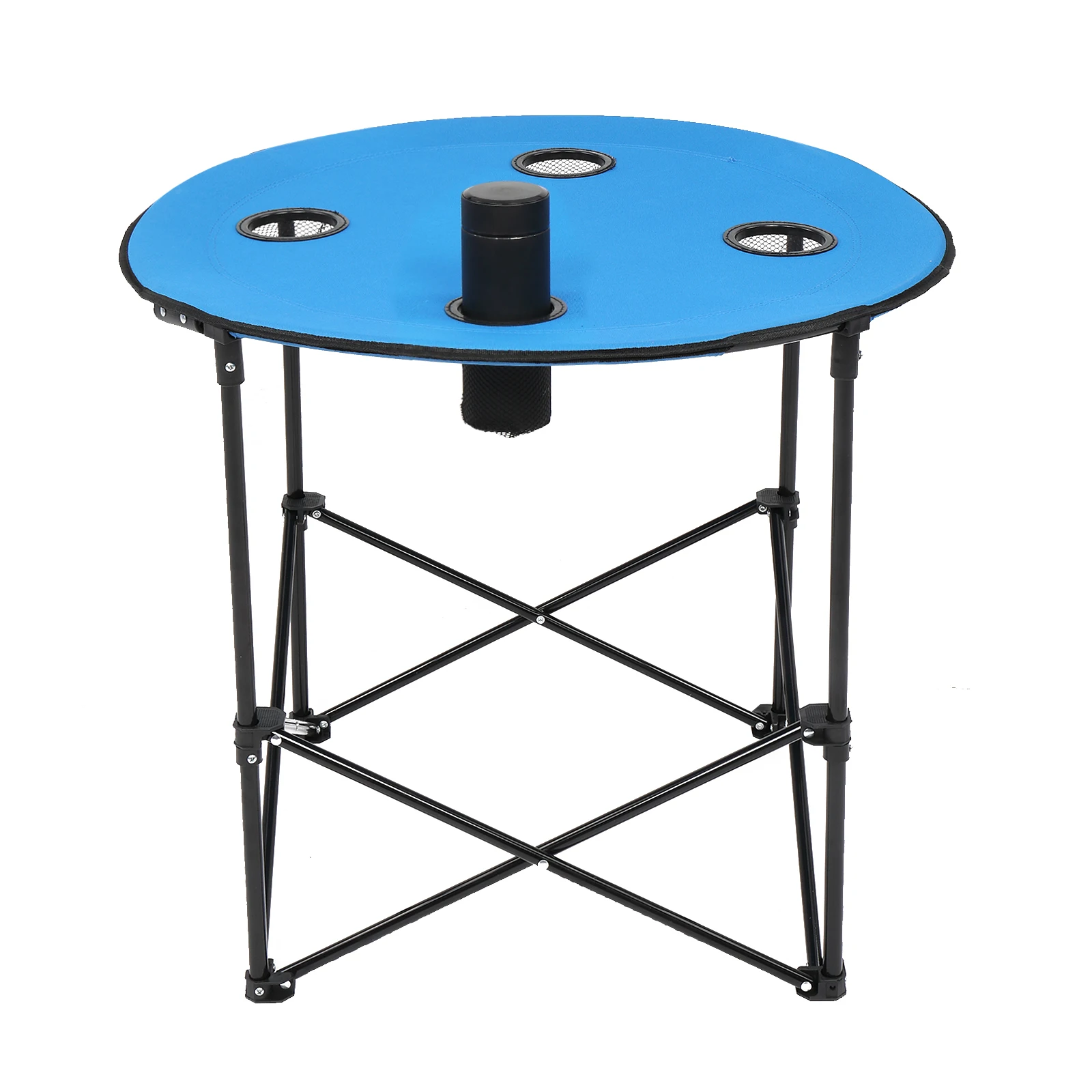 

Oxford Cloth Steel Round Outdoor Folding Tables Garden Picnic Blue Portable Travel Hiking Patio Fishing Poolside Camping Desks
