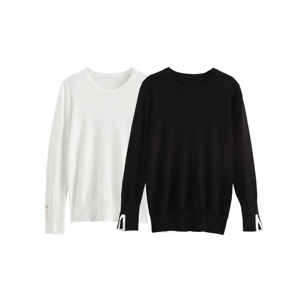 PB&ampZA Женский базовый свитер с разрезом на манжетах винтажный длинный рукав