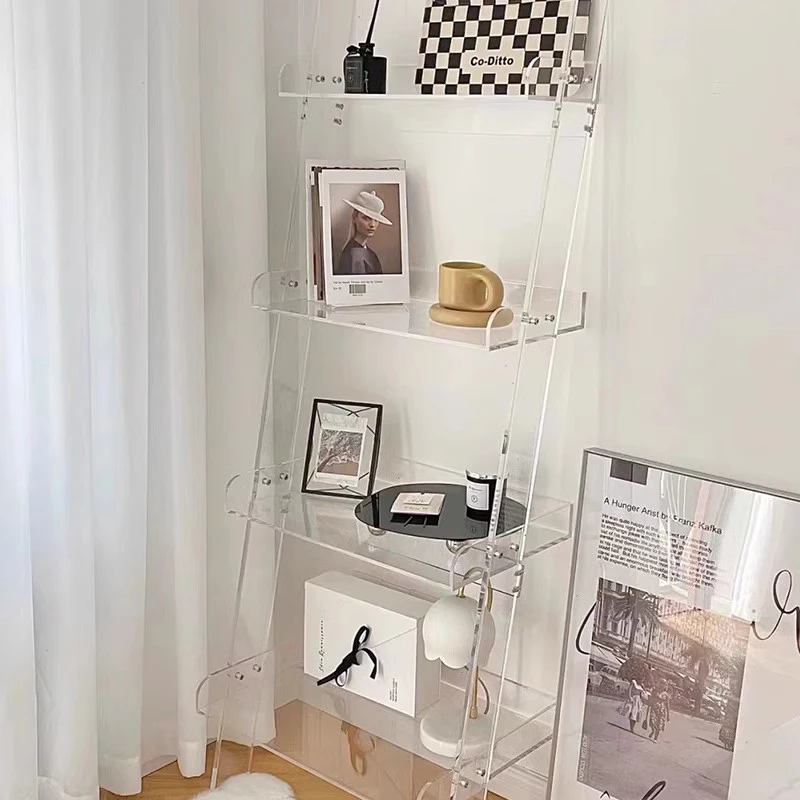 Акриловый дизайн открытого книжного шкафа эстетический узкий скандинавский