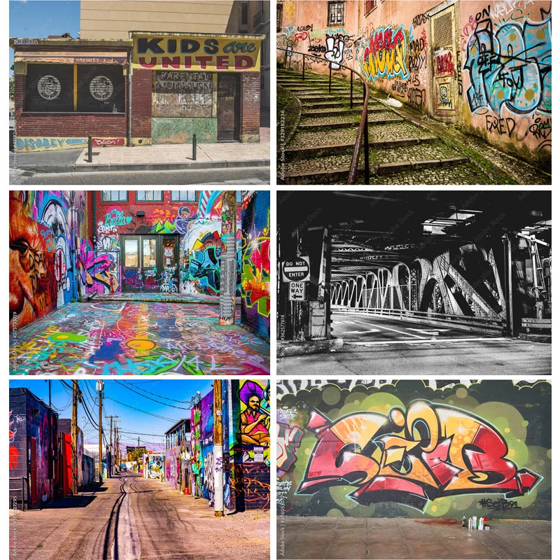 

Vinyl Custom Graffiti Theme Photography Backdrops Studio Props Vintage Brick Wall Photo Photography Background 211217STO-01