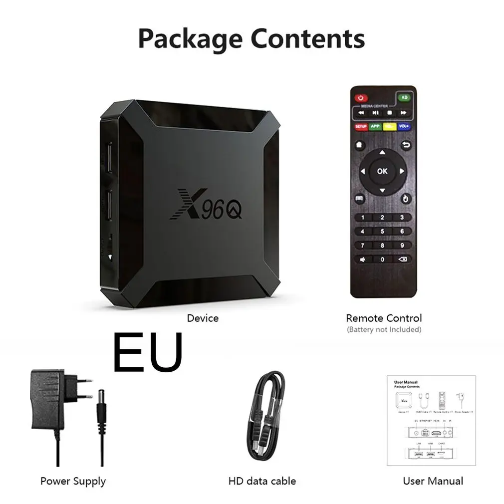 

X96Q 1080p 4K Smart Set-Top Box Android 10 Allwinner H313 Quad Core 2.4G WiFi Wireless Network Media Player TV