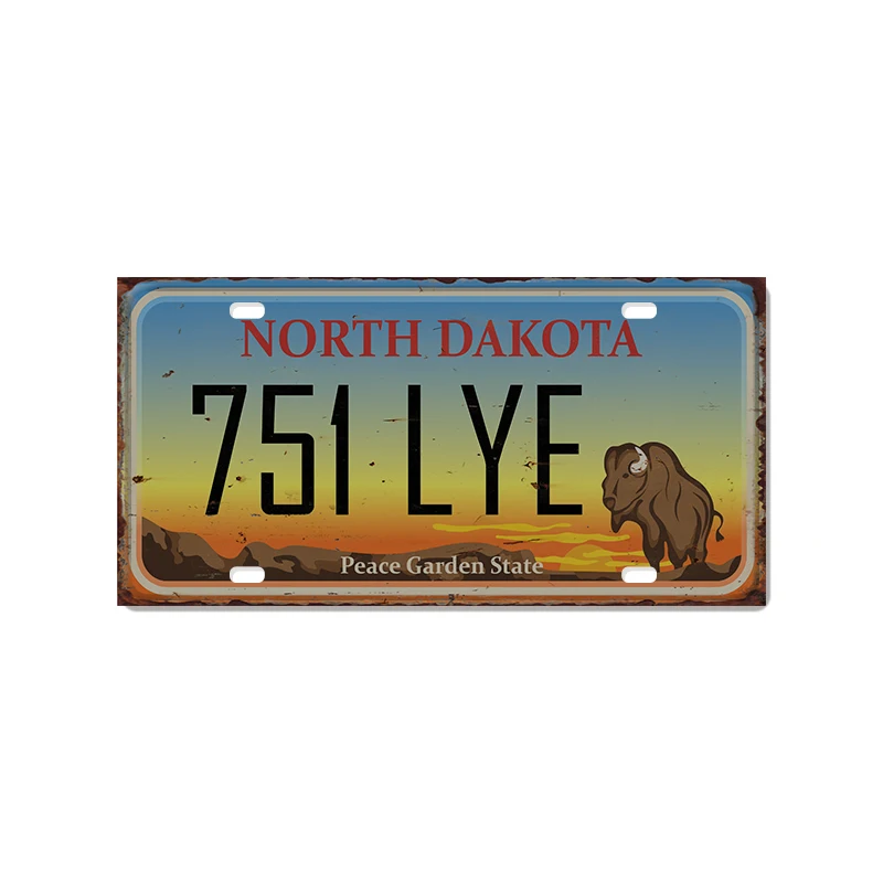 

North Dakota License Plate vintage Aluminum Novelty Car Decor License Plates 12"x6" Front of Car Decorative Retro Rusty