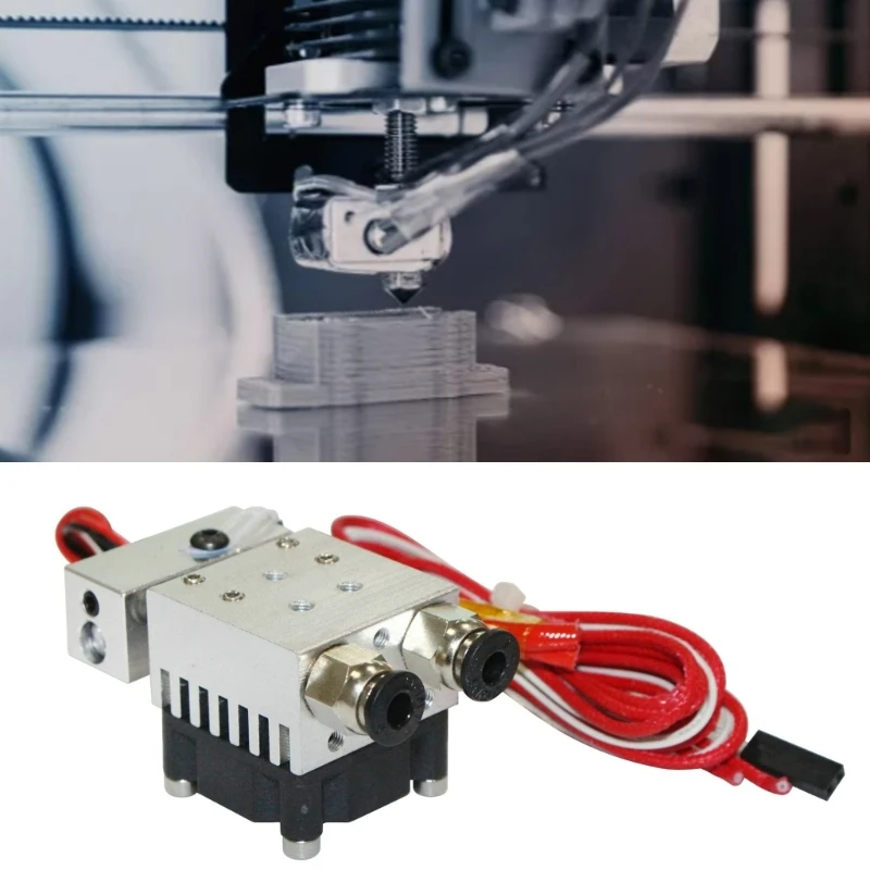 

3D Assembled Extruder Hotend 2 in 1 Out Hotend Kit Single Head 12V/24V with Cooling Fan for MK8 Extruder 40W