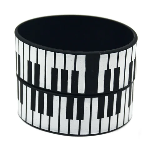 1 шт. силиконовый резиновый браслет с принтом фортепиано-ключами, однодюймовый широкий браслет