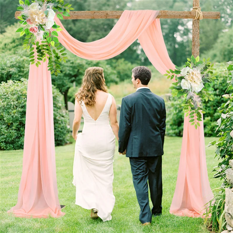 

Wedding Arch Chiffon Drape Artificial Flower Photography Background Decor Wedding Home Garden Birthday Party Wall Decoration
