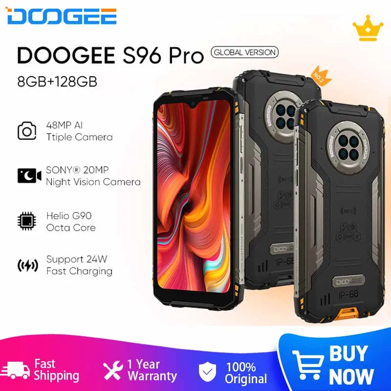 Enlarge DOOGEE S96 Pro Rugged Phone Global Version 20MP Night Vision Camera Helio G90 Octa Core 8GB+128GB 6350mAh 48MP Quad Camera NFC