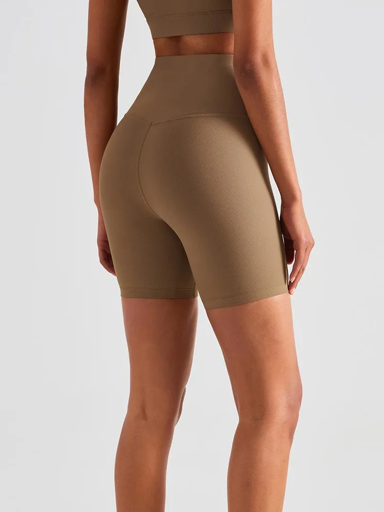 Fashion Women Sports Shorts Rib Cycling Jogging Fitness High Waist Gym Shorts Leggings Push Up Yoga Clothing Gym Running Shorts