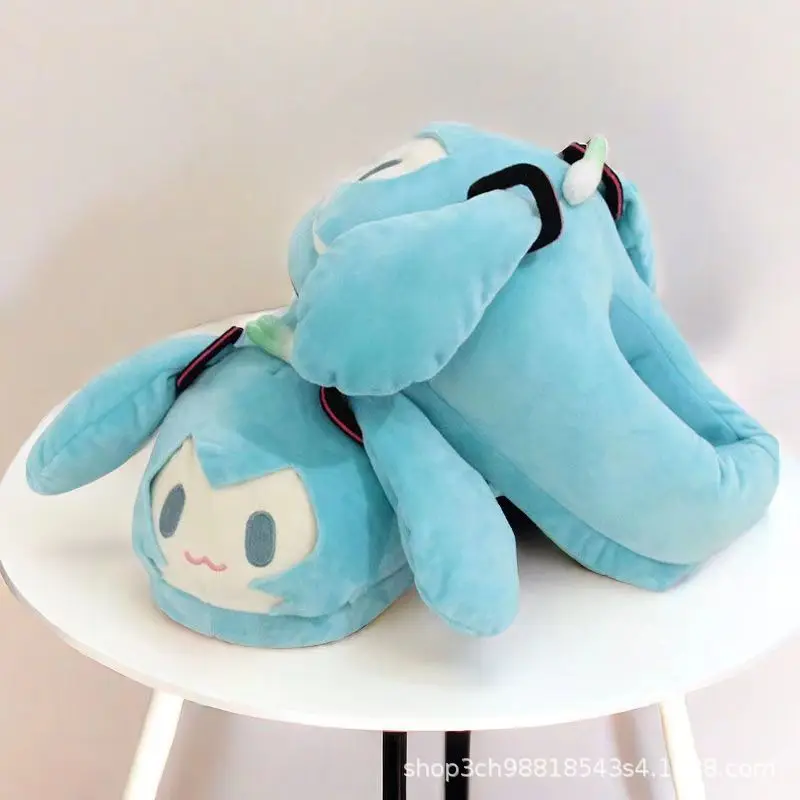 Зимние плюшевые хлопковые тапочки Hatsune Miku с героями мультфильмов новые милые