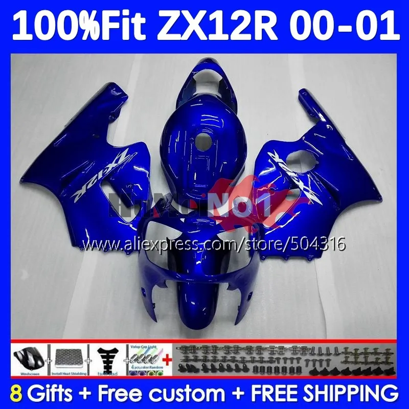 

OEM Body For KAWASAKI NINJA ZX-12R ZX 12R 12 R 1200 77MC.5 ZX1200 1200CC ZX12R 00 01 2000 2001 Injection Fairings Glossy Blue